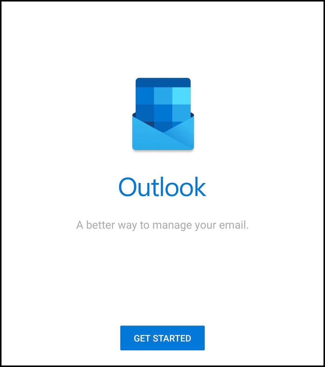 Android Outlook "Get Started" screen